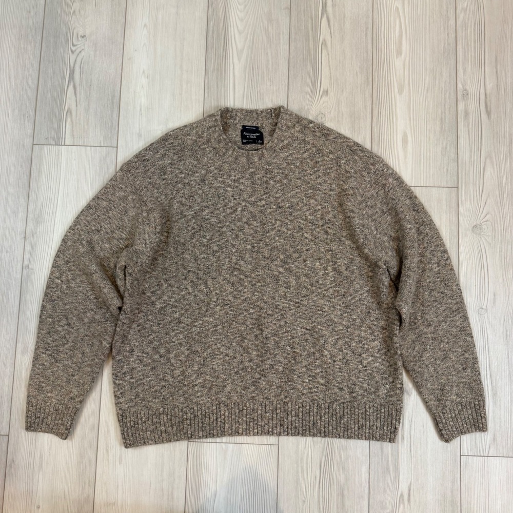 Abercrombie & Fitch Oversized Crewneck Sweater Marled Brown Mens Large